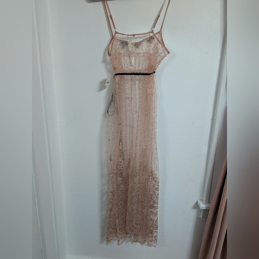 Fp One Zella Slip Free People Blush Sequin Backless Dress
